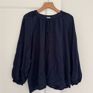 PERCH women’s navy blue balloon sleeve blouse shirt top size XXL